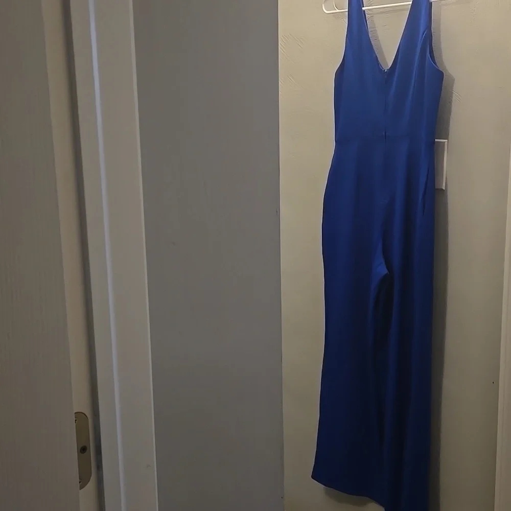 ROYAL BLUE SLEEVELESS LONG PANTS ROMPER WITH POCKETS - Picture 5 of 7